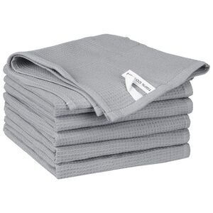 6Pack Cotton Weave Reusable Absorbent Cleaning Rags 14" x 14" Light Grey